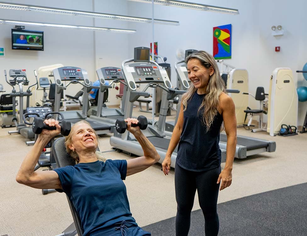 Elderly personal training session.
