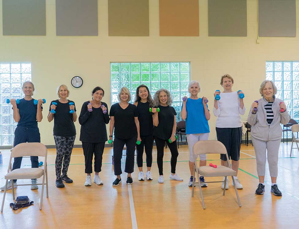 Group fitness members at the North Shore Senior Center